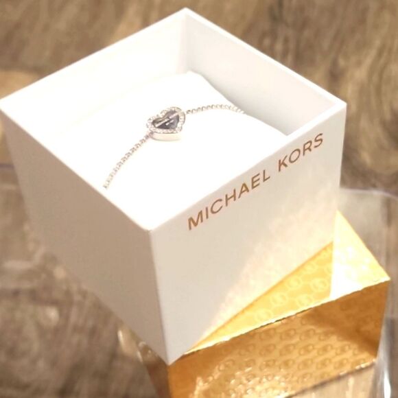 Michael Kors Stainless Steel Silver- Tone Slider Bracelet w/Crystal Accents - Picture 11 of 12